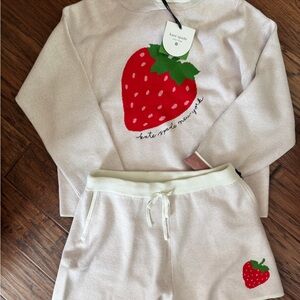 Kate Spade X Target hoodie +Shorts in size L/M- Cream with Red Strawberry Design